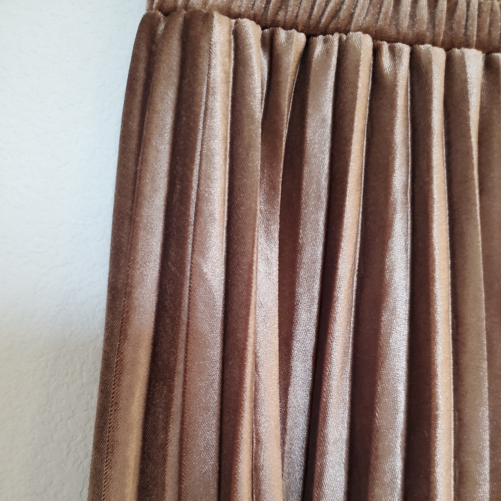 SOLD 🎈NWOT Pleated Metallic Midi Skirt - Picture 6 of 12